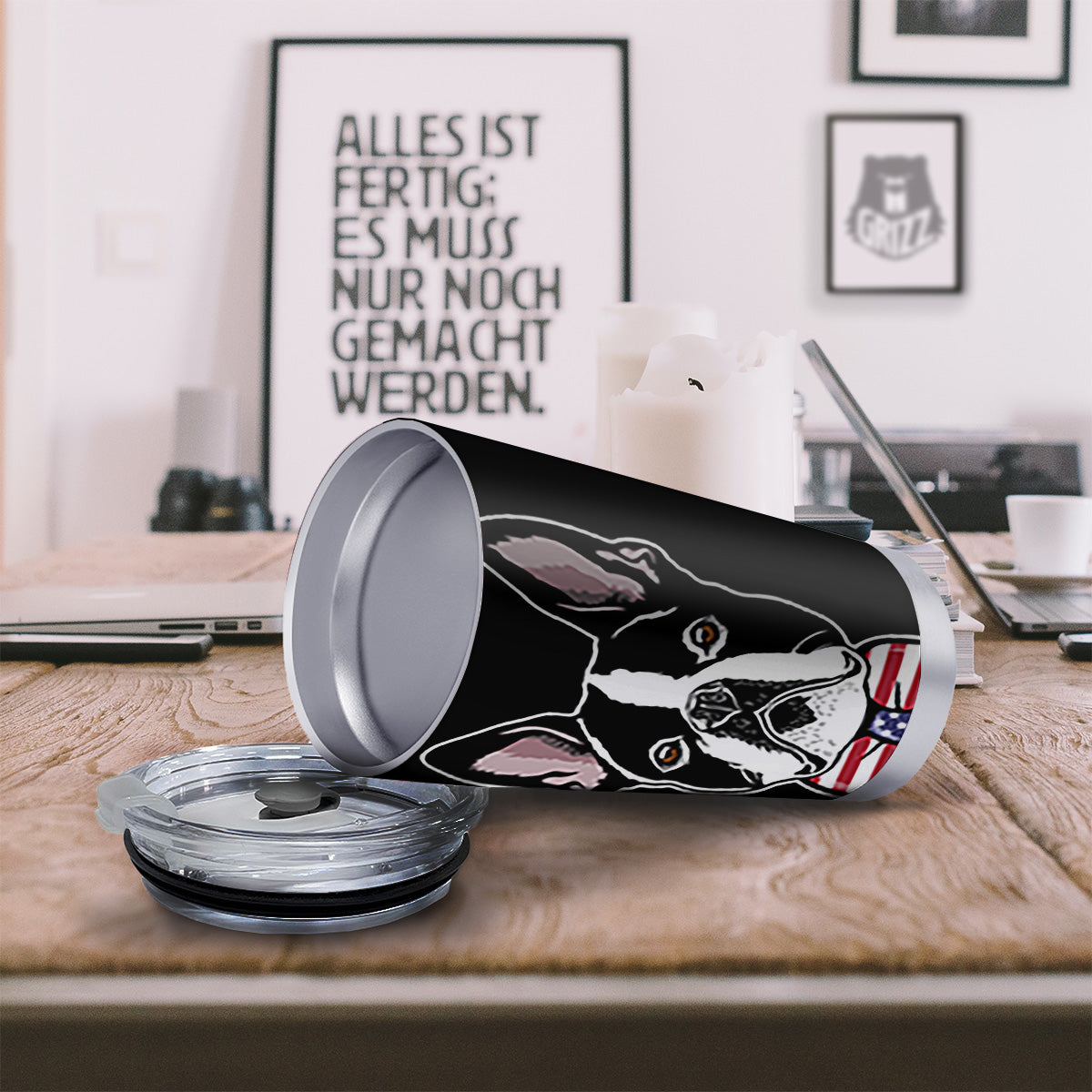 Puppy Faces Boston Terrier Print Tumbler-grizzshop