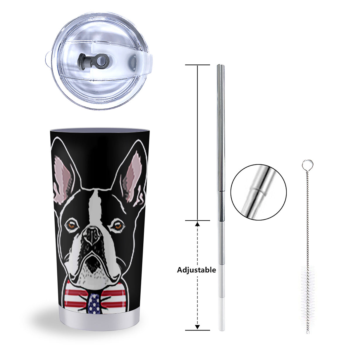 Puppy Faces Boston Terrier Print Tumbler-grizzshop