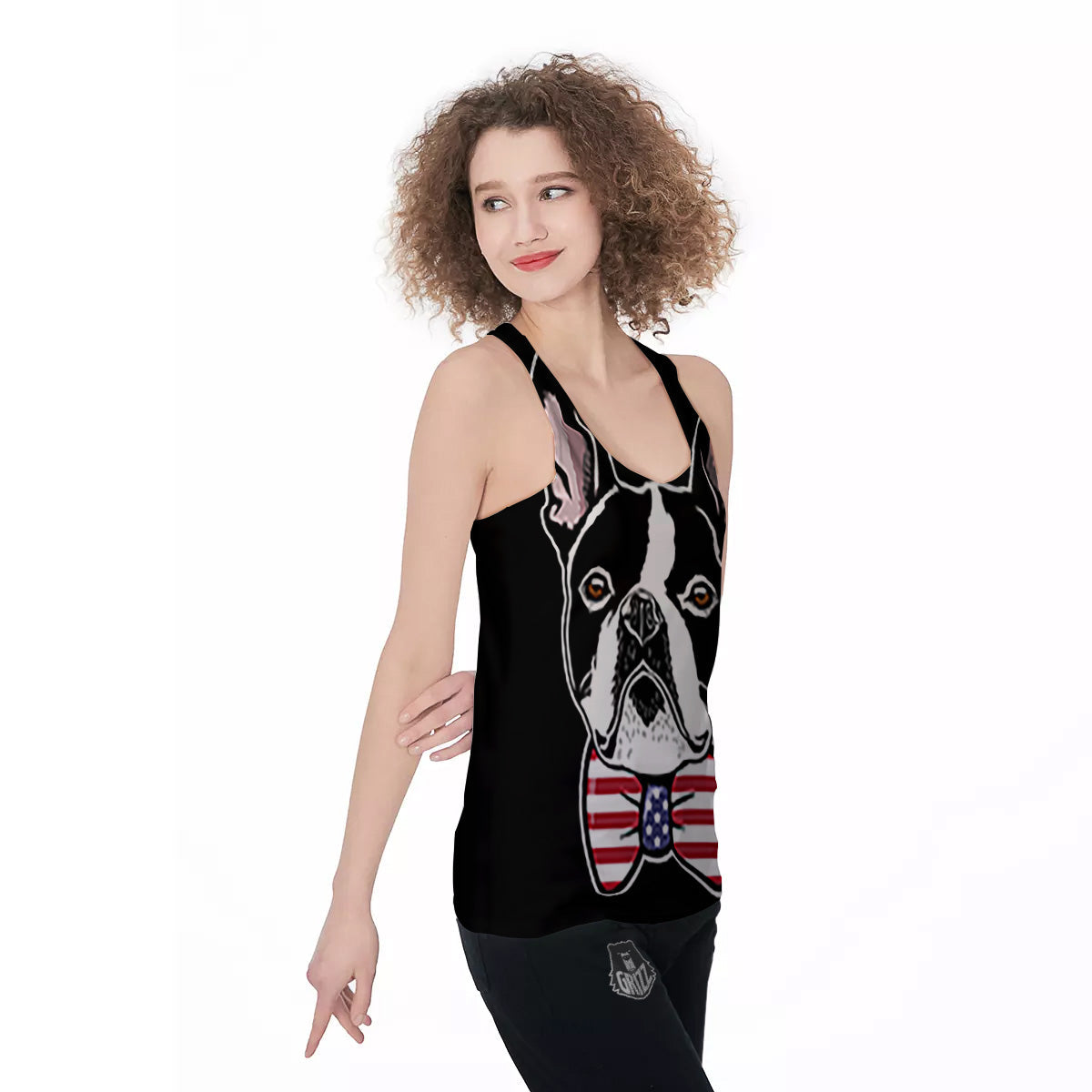 Puppy Faces Boston Terrier Print Women's Racerback Tank Top-grizzshop