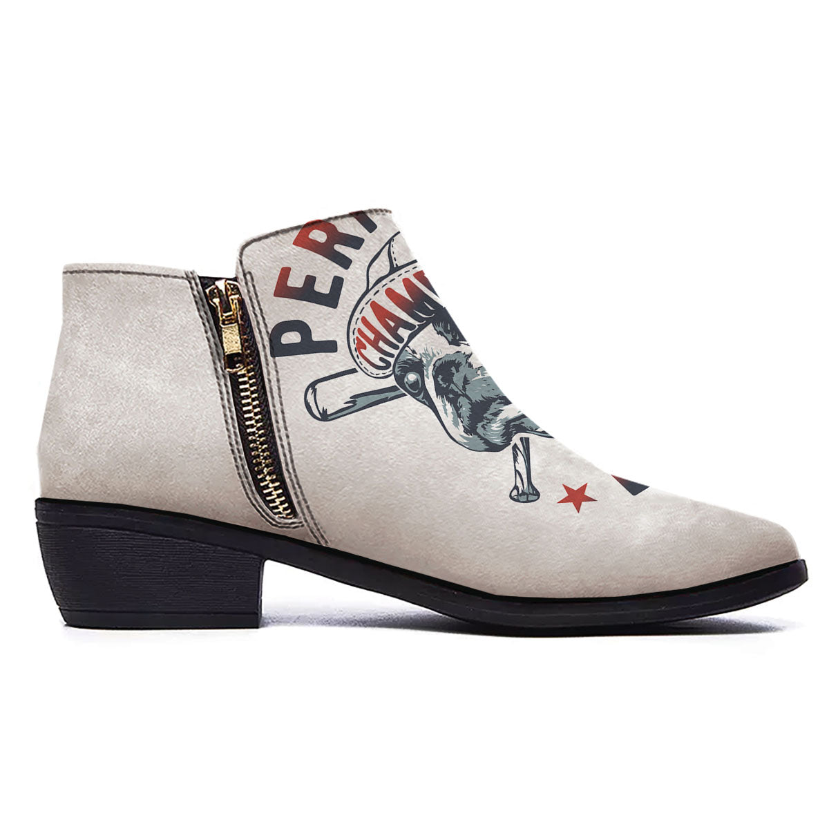 Puppy French Bulldog And Baseball Print Ankle Boots-grizzshop