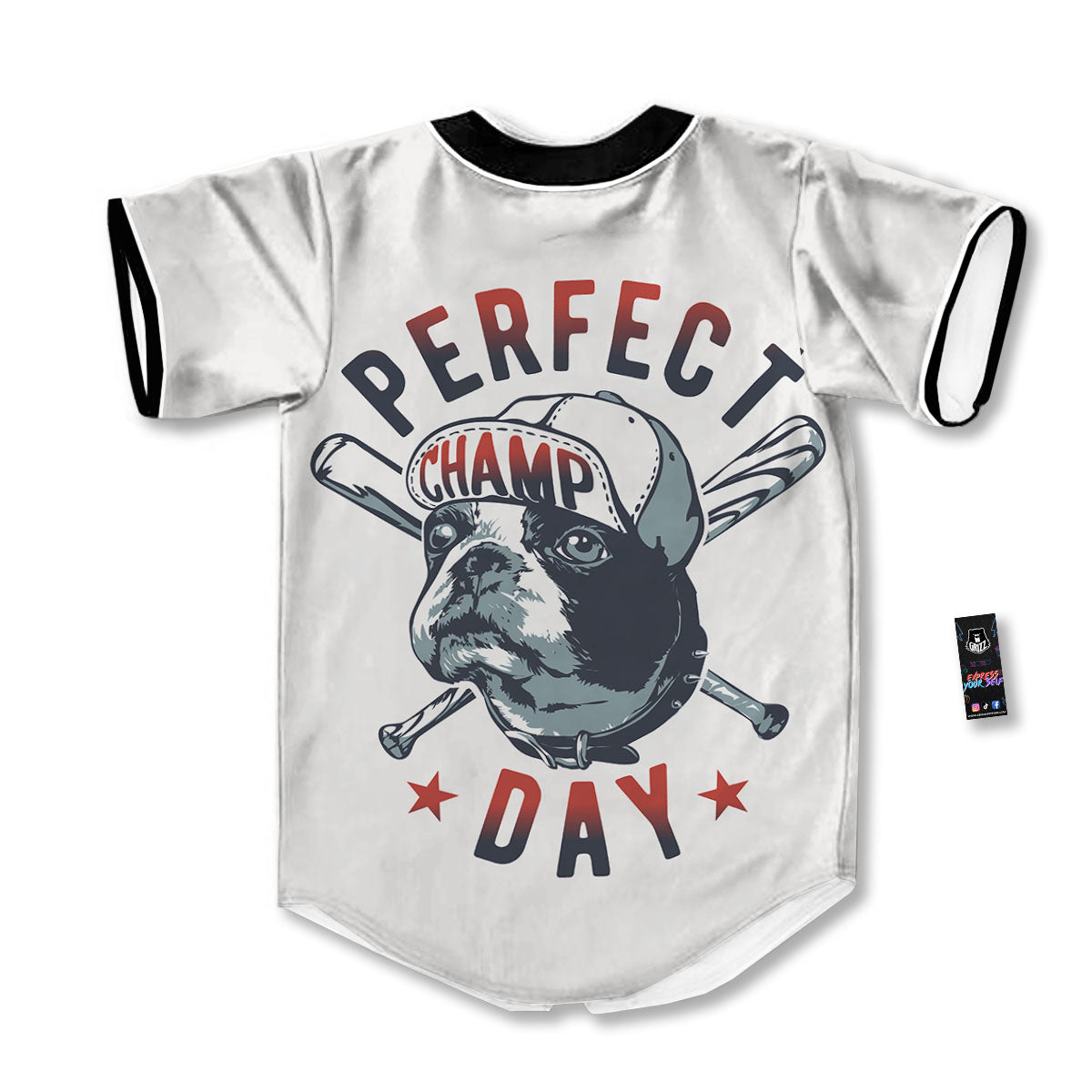Puppy French Bulldog And Baseball Print Baseball Jersey-grizzshop