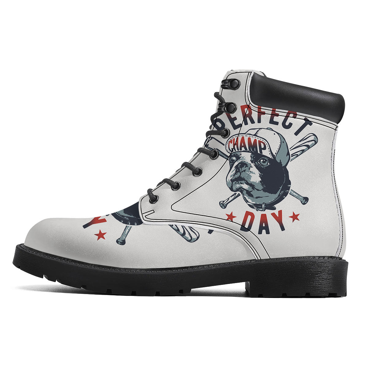Puppy French Bulldog And Baseball Print Boots-grizzshop
