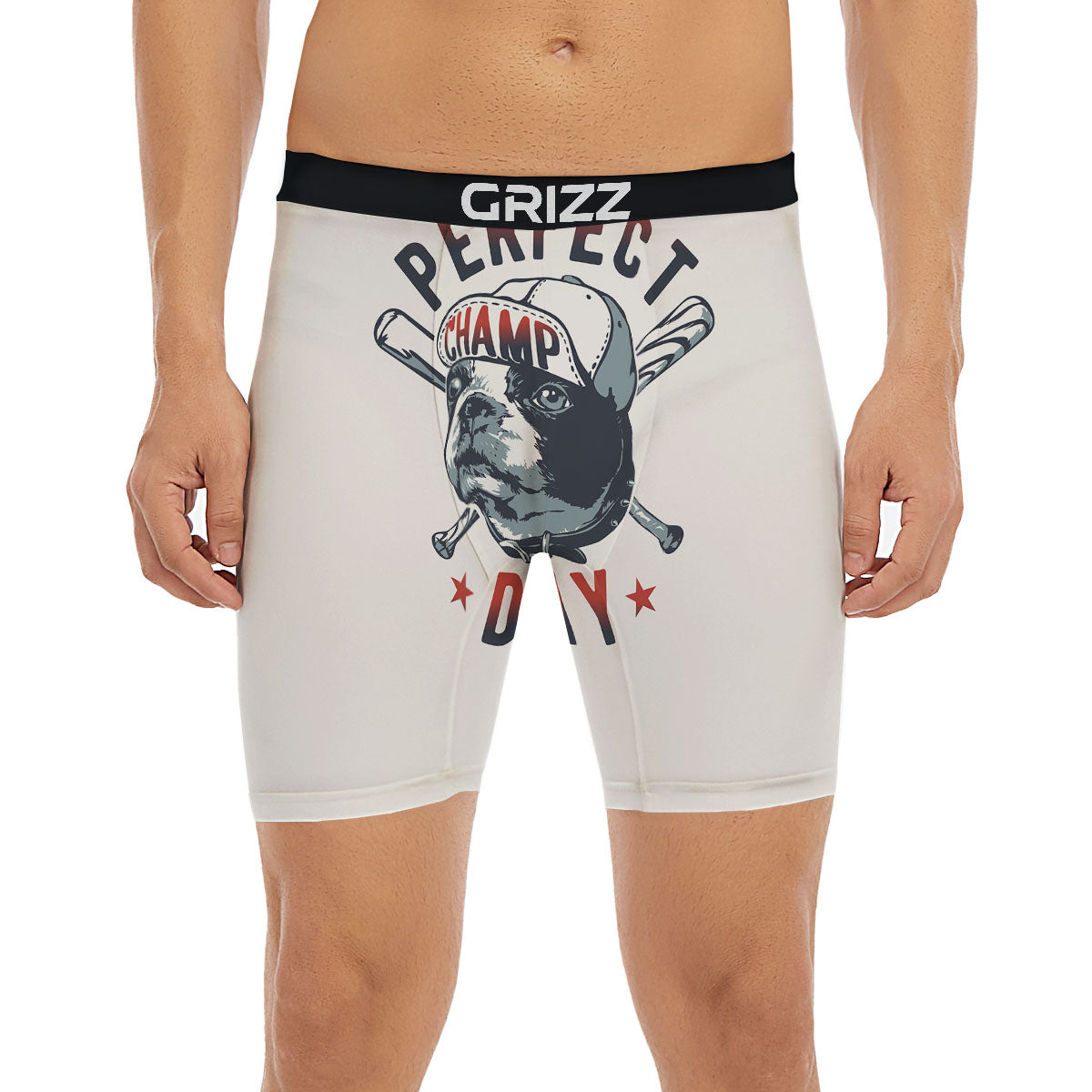 Puppy French Bulldog And Baseball Print Boxer Briefs-grizzshop