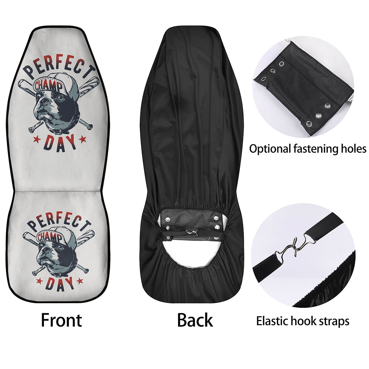 Puppy French Bulldog And Baseball Print Car Seat Covers-grizzshop