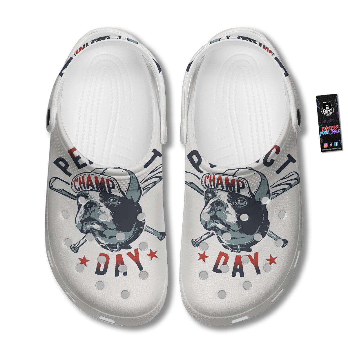 Puppy French Bulldog And Baseball Print Clog-grizzshop