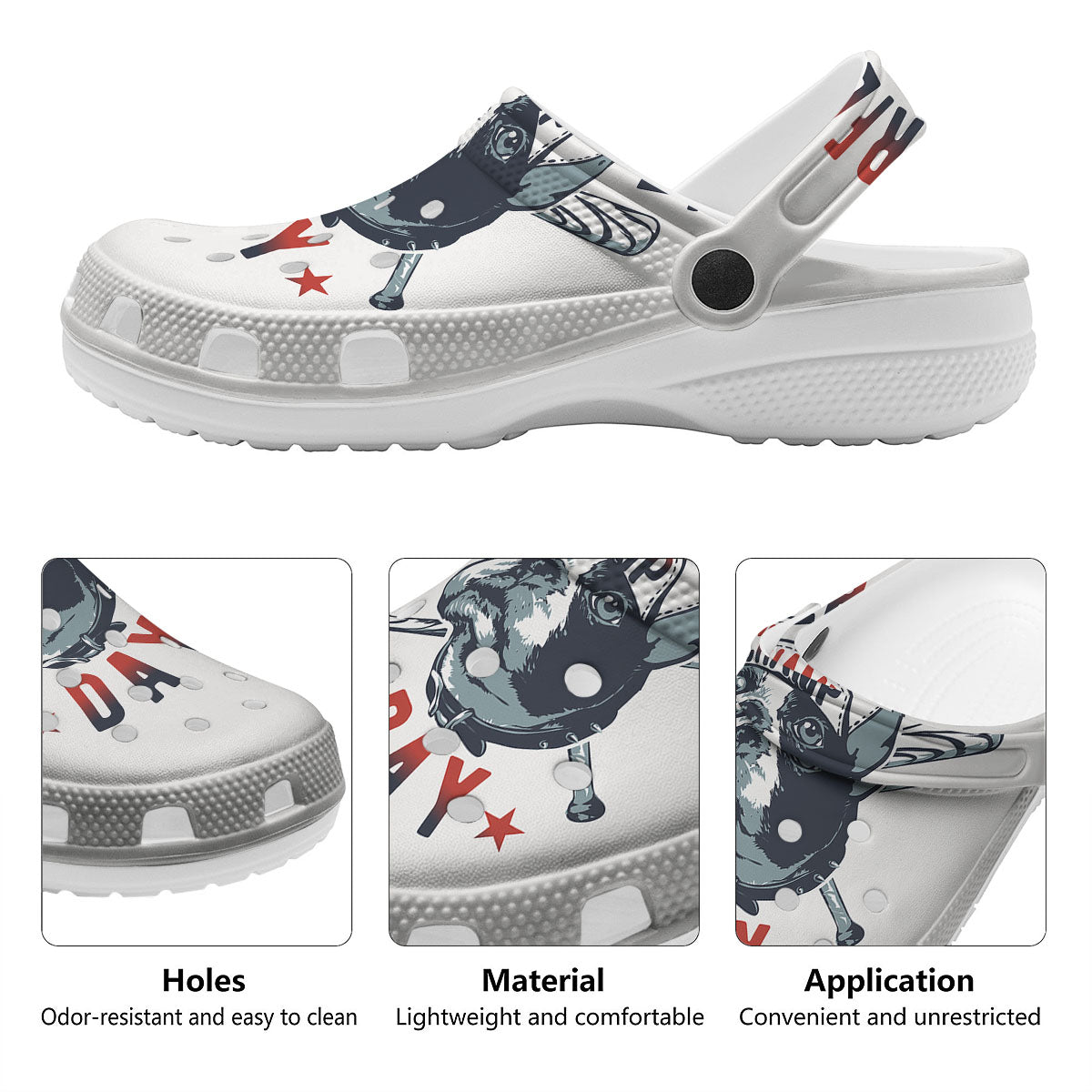 Puppy French Bulldog And Baseball Print Clog-grizzshop