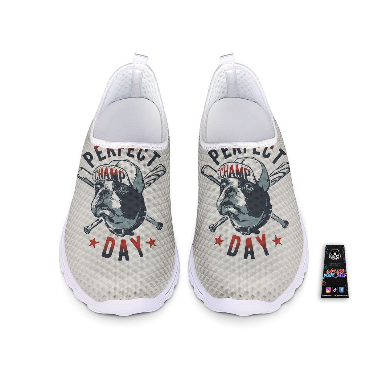 Puppy French Bulldog And Baseball Print Nurse Shoes-grizzshop