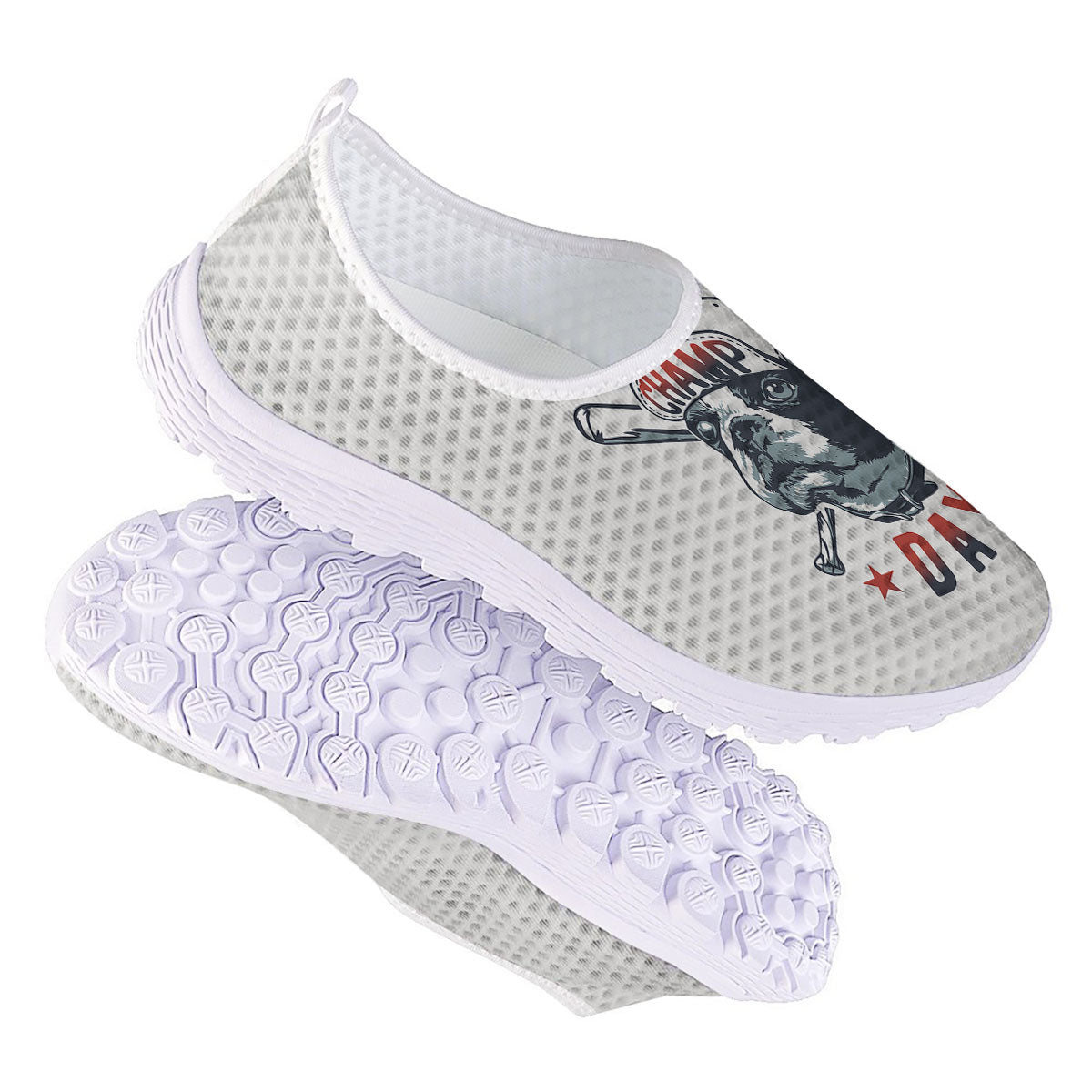 Puppy French Bulldog And Baseball Print Nurse Shoes-grizzshop