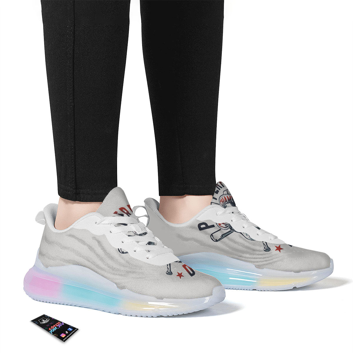 Puppy French Bulldog And Baseball Print Running Sneakers-grizzshop