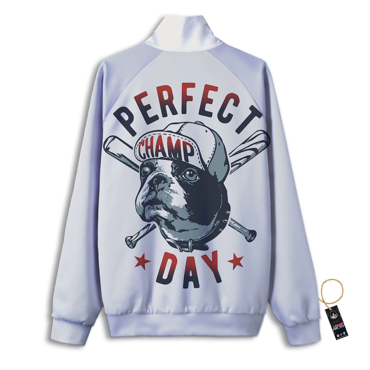 Puppy French Bulldog And Baseball Print Track Jacket-grizzshop