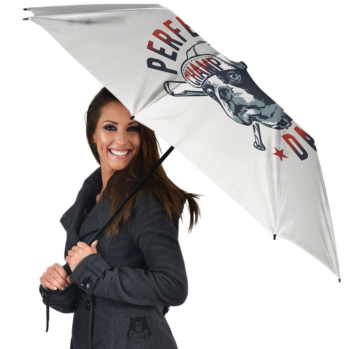 Puppy French Bulldog And Baseball Print Umbrella-grizzshop