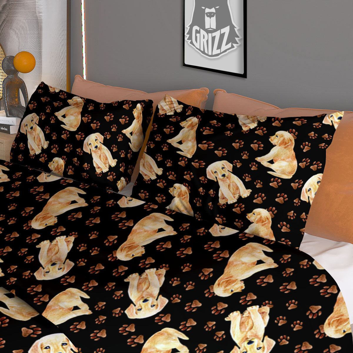 Puppy Labrador Retriever Print Pattern Duvet Cover Bedding Set