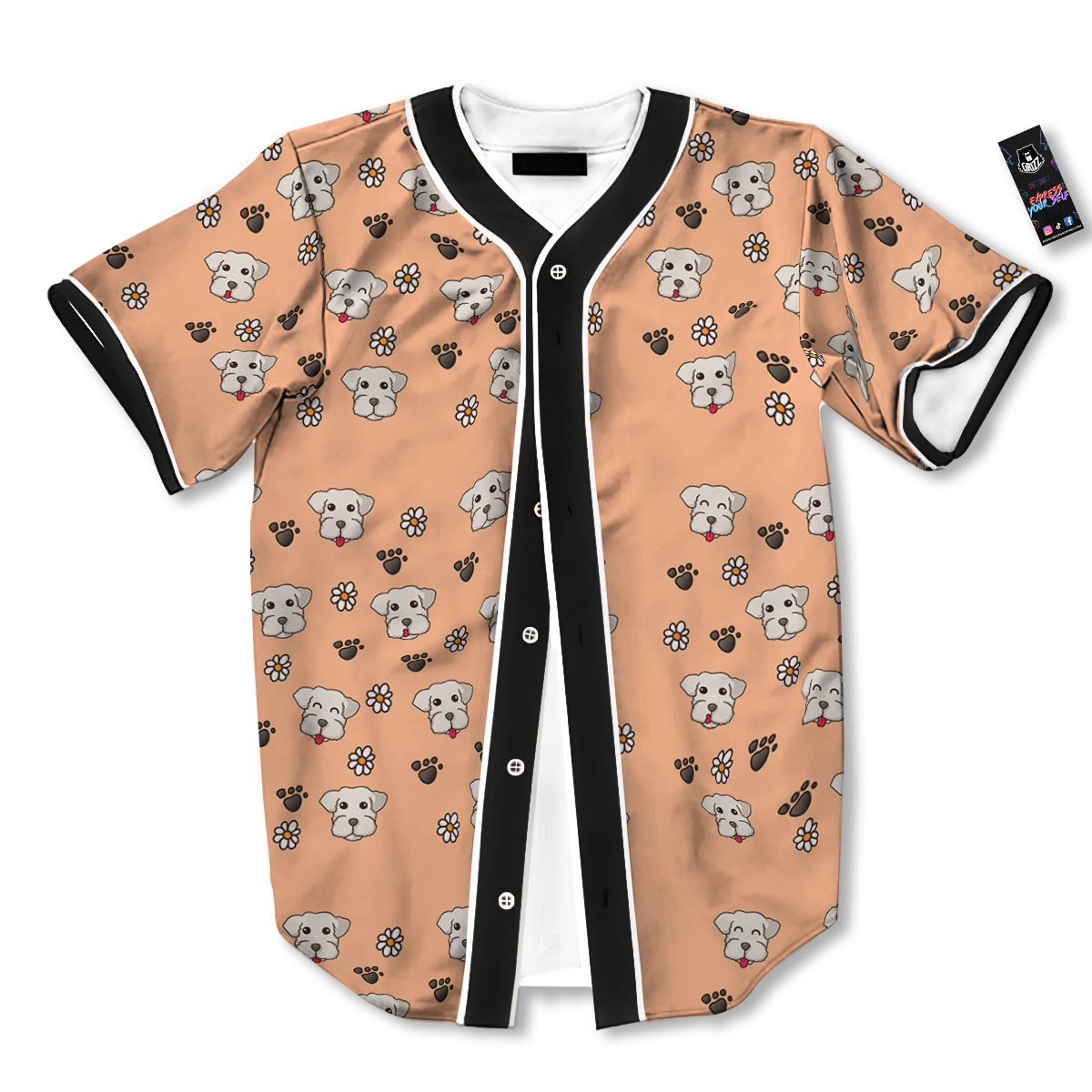 Puppy Shih Tzu Print Pattern Baseball Jersey-grizzshop