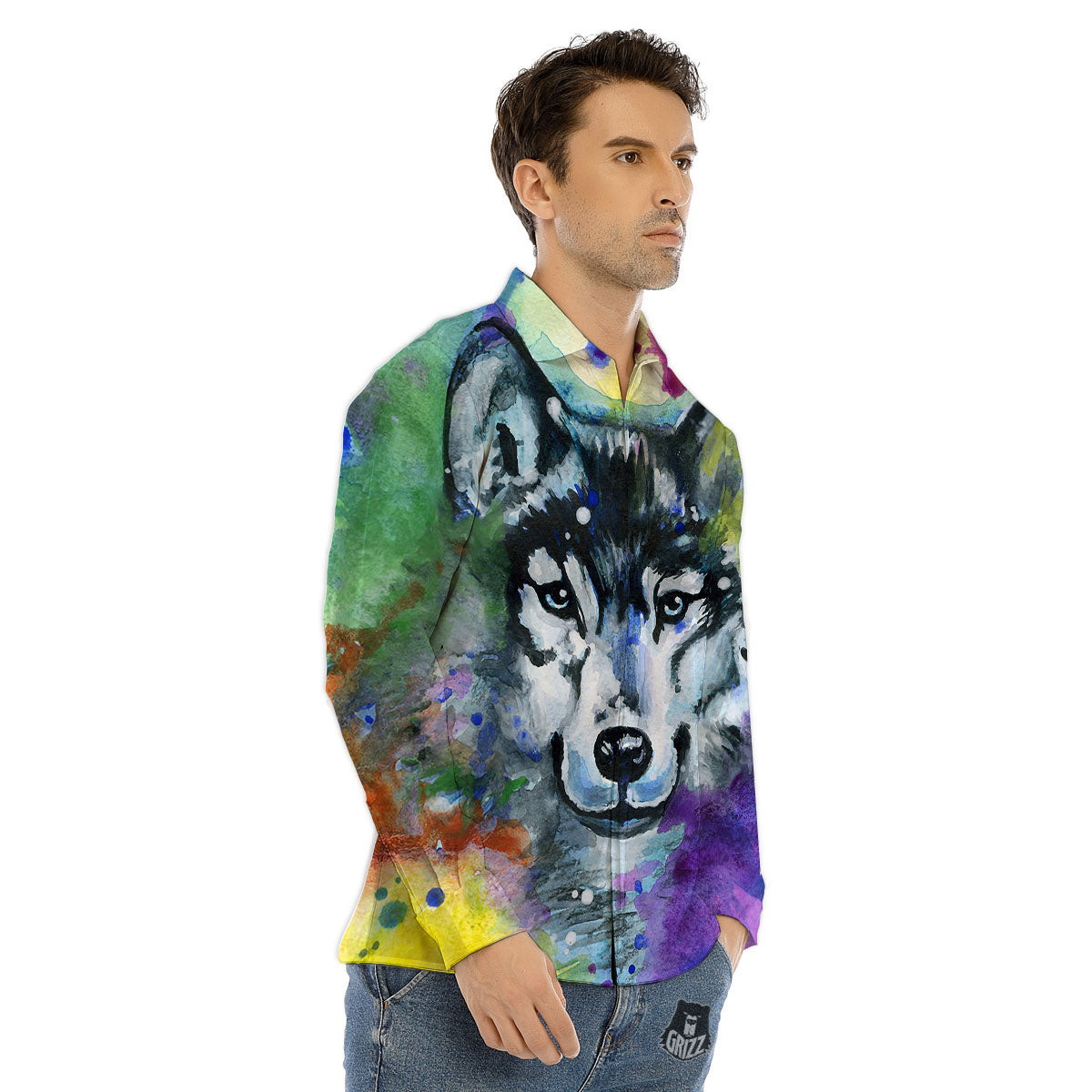 Puppy Shih Tzu Print Pattern Men's Dress Shirts-grizzshop