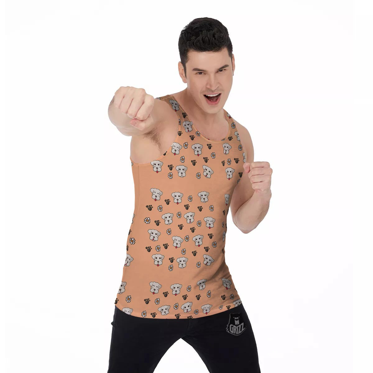 Puppy Shih Tzu Print Pattern Men's Tank Top-grizzshop