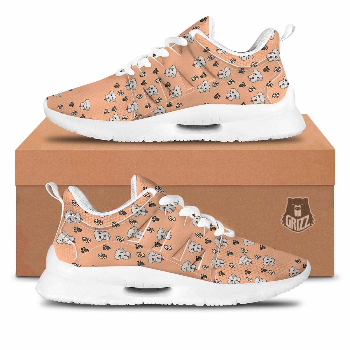 Puppy Shih Tzu Print Pattern Tennis Shoes-grizzshop