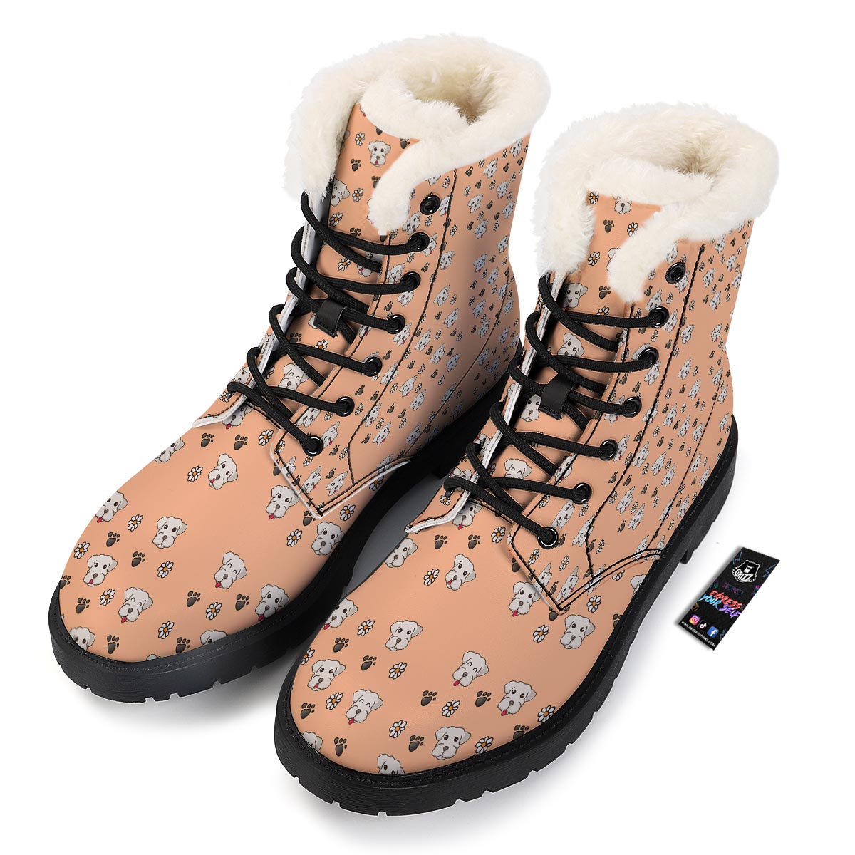 Puppy Shih Tzu Print Pattern Winter Boots-grizzshop