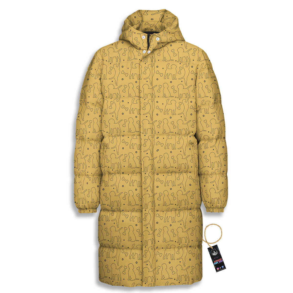 Puppy Cute Beagle Print Pattern Long Down Jacket
