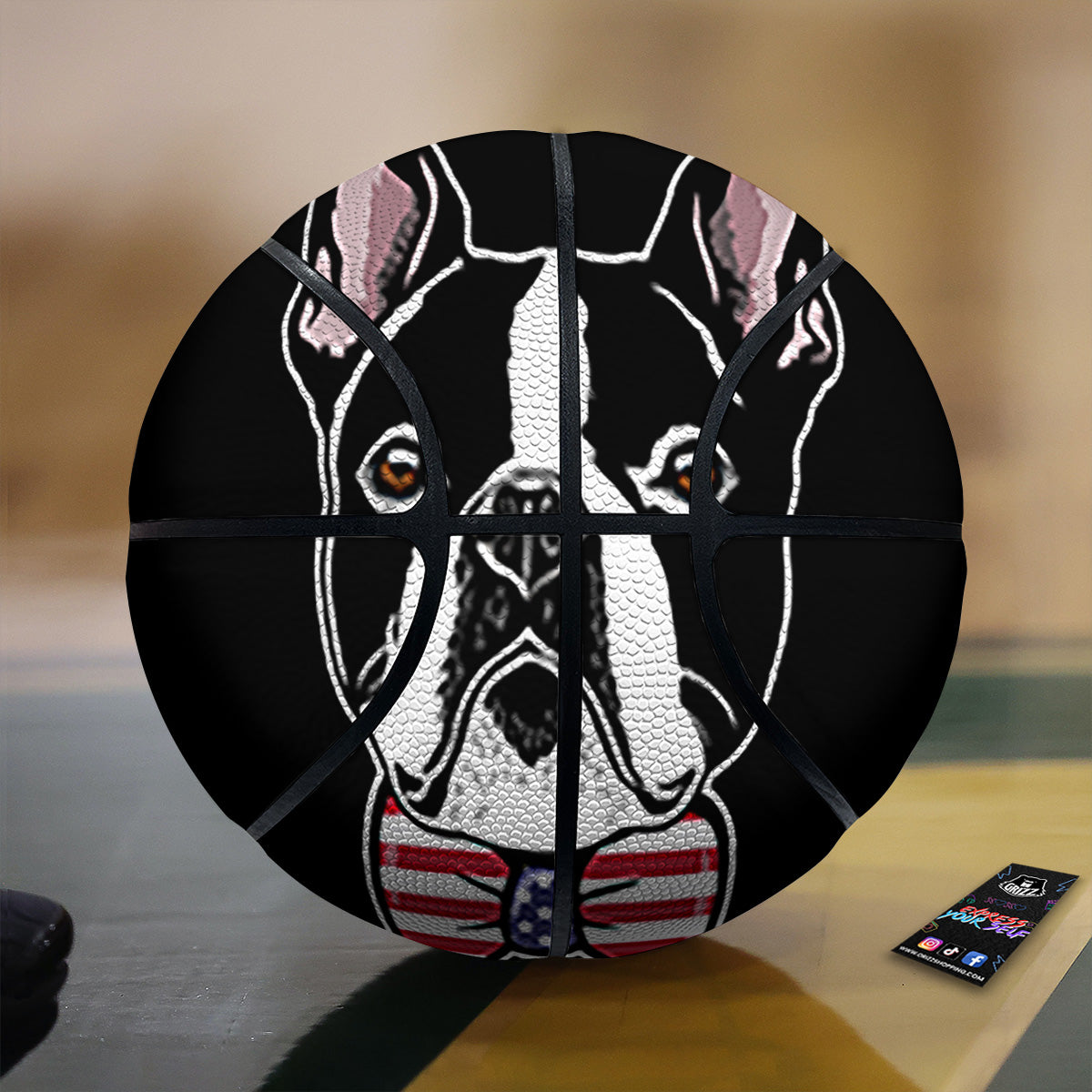 Puppy Faces Boston Terrier Print Basketball