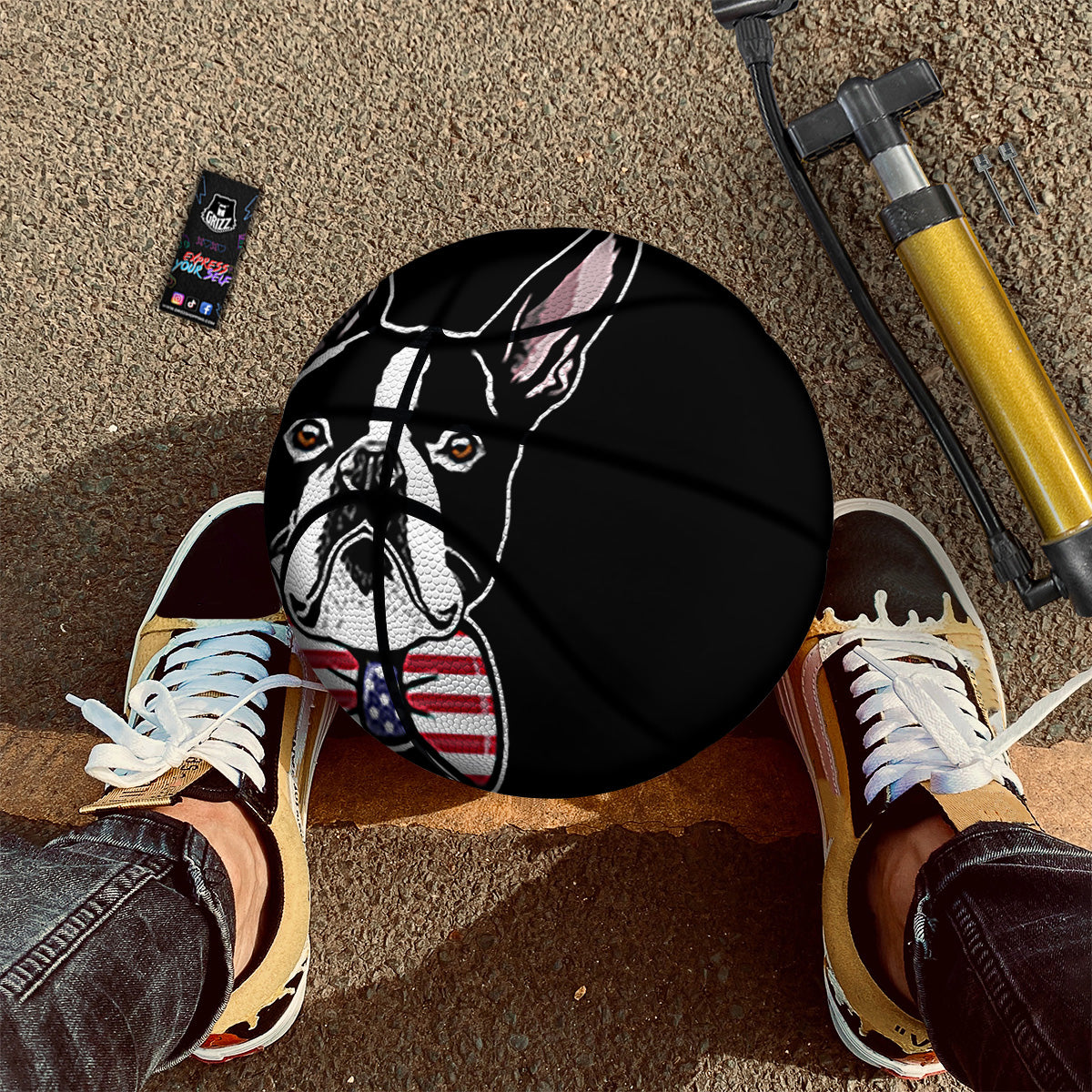 Puppy Faces Boston Terrier Print Basketball