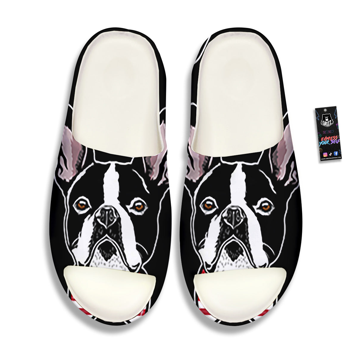 Puppy Faces Boston Terrier Print Sandals-grizzshop