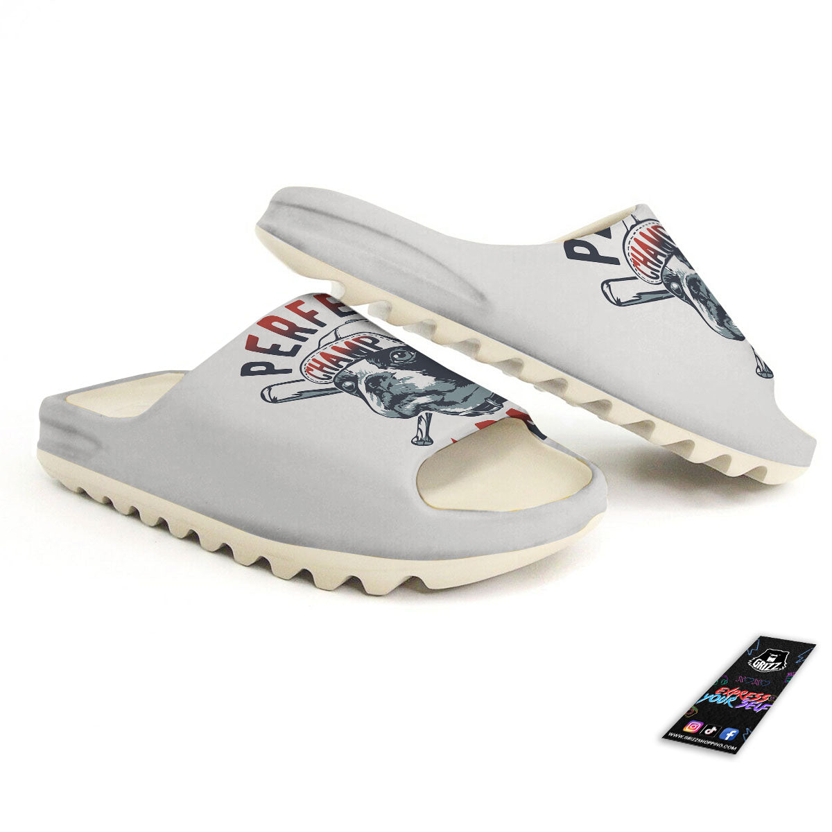 Puppy French Bulldog And Baseball Print Sandals-grizzshop
