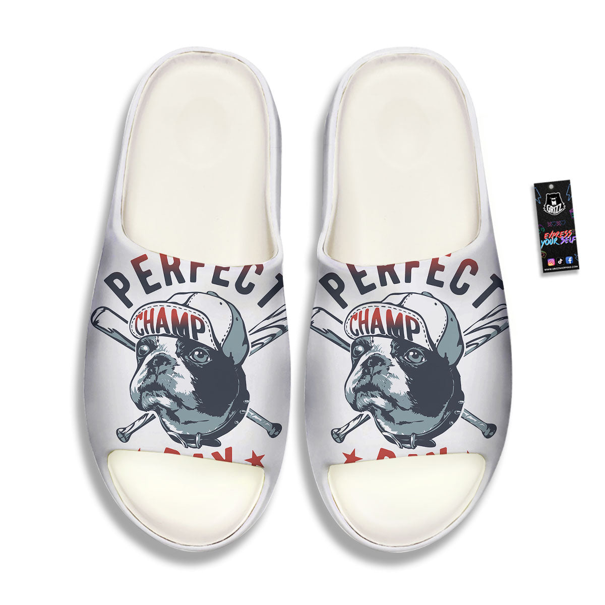 Puppy French Bulldog And Baseball Print Sandals-grizzshop