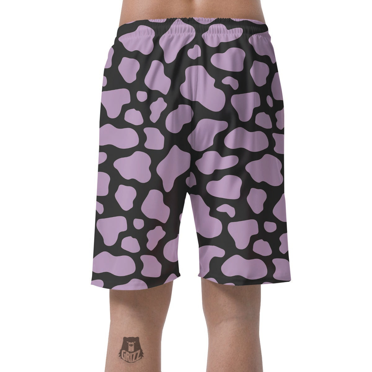Purple And Black Cow Print Men's Shorts-grizzshop