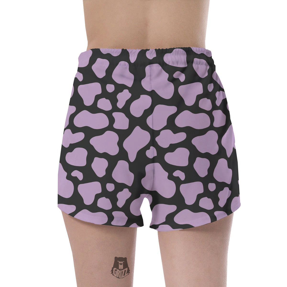 Purple And Black Cow Print Women's Shorts-grizzshop