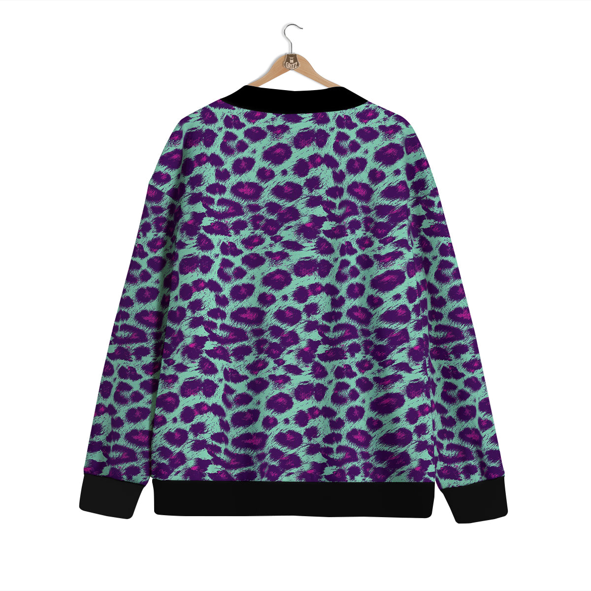 Purple And Blue Neon Leopard Print Cardigan-grizzshop