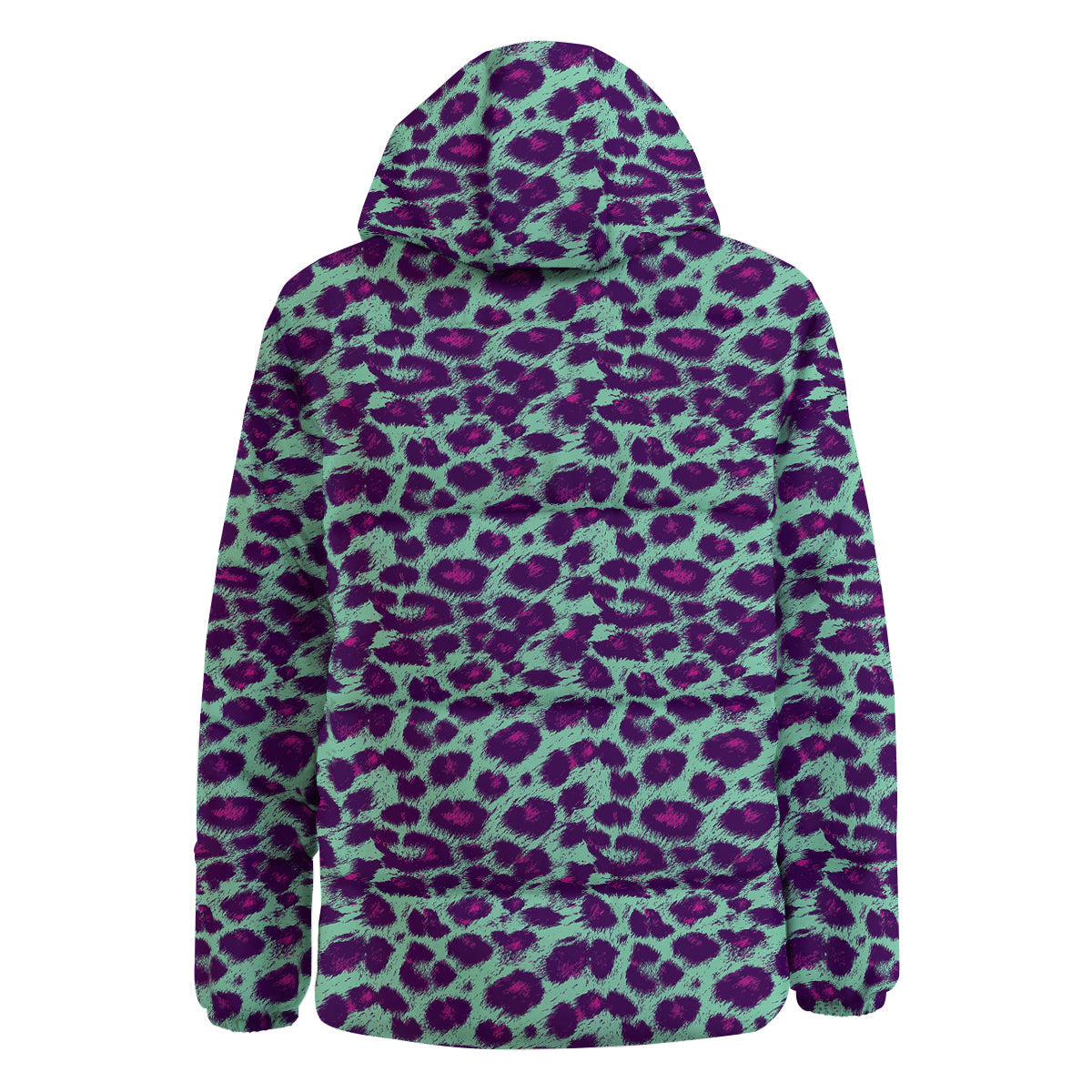 Purple And Blue Neon Leopard Print Down Jacket-grizzshop
