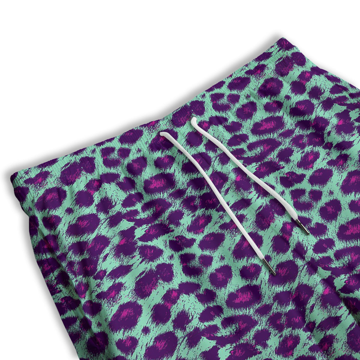 Purple And Blue Neon Leopard Print Men's Athletic Shorts