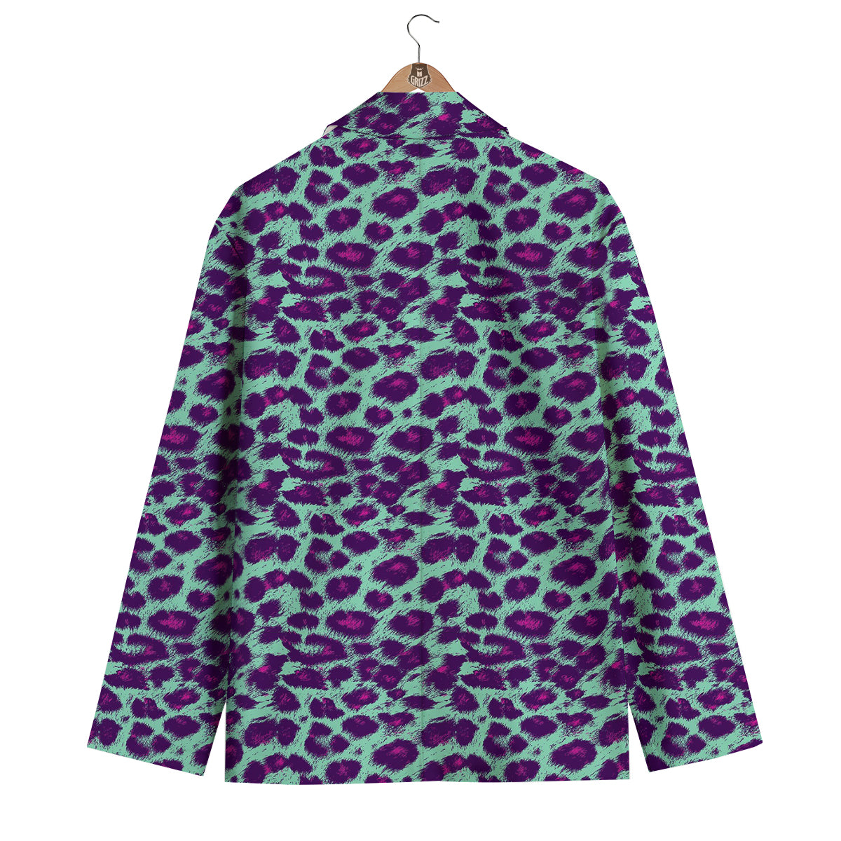 Purple And Blue Neon Leopard Print Men's Blazer-grizzshop
