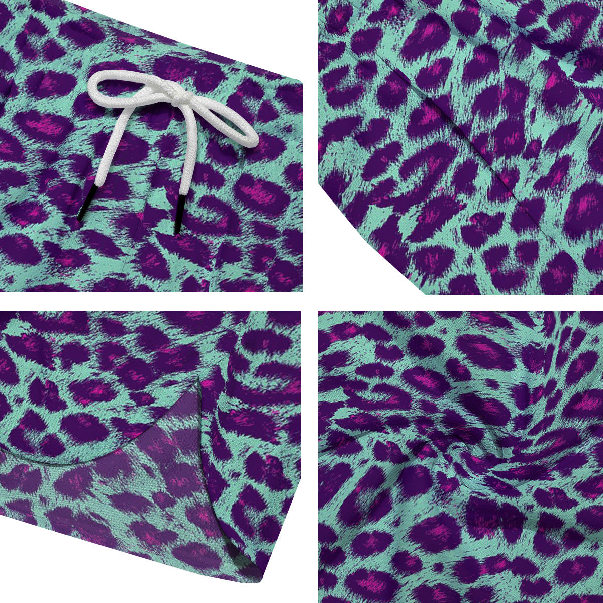 Purple And Blue Neon Leopard Print Men's Running Shorts-grizzshop