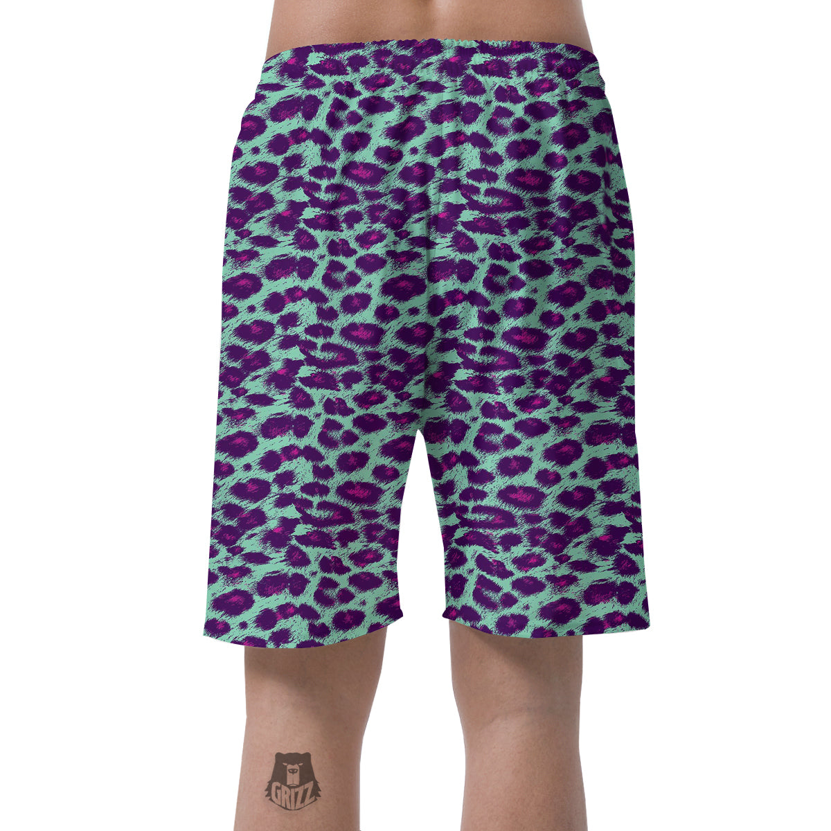 Purple And Blue Neon Leopard Print Men's Shorts-grizzshop