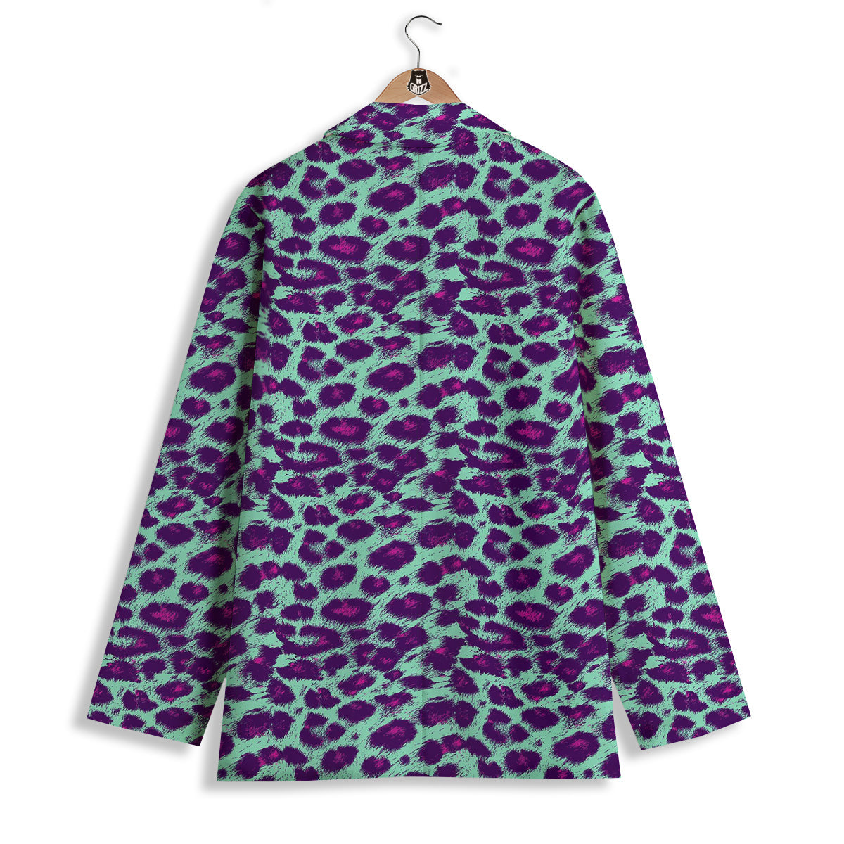 Purple And Blue Neon Leopard Print Women's Blazer-grizzshop