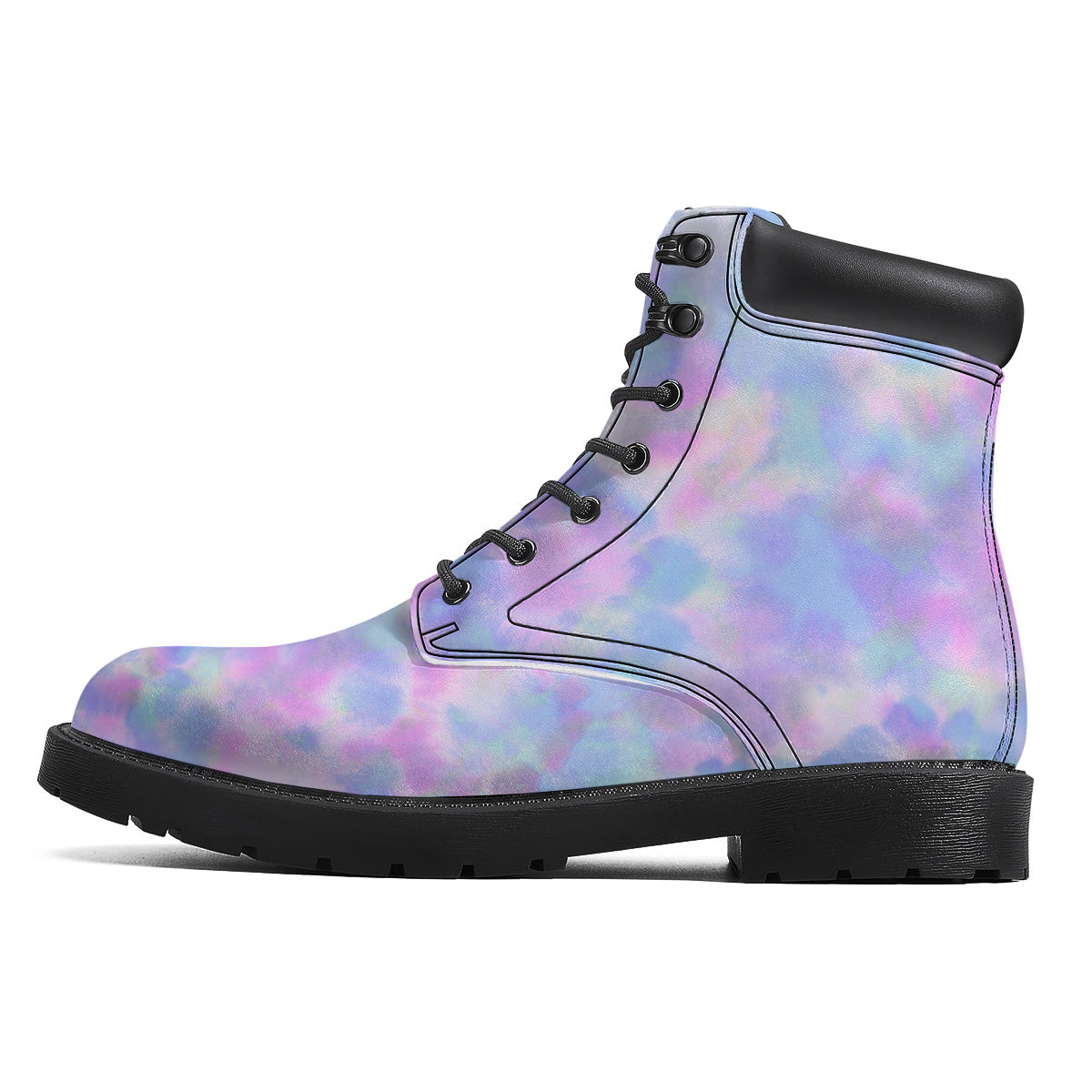 Purple And Blue Tie Dye Shibori Print Boots-grizzshop