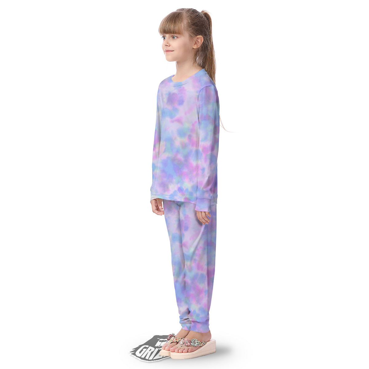 Purple And Blue Tie Dye Shibori Print Kid's Pajamas-grizzshop