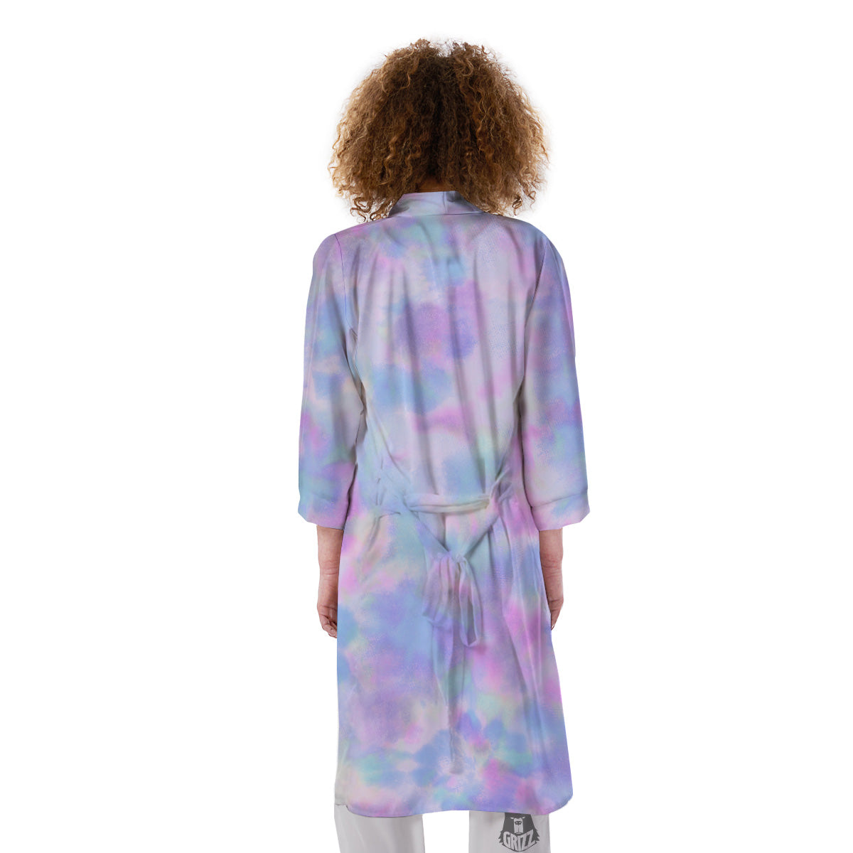Purple And Blue Tie Dye Shibori Print Kimono-grizzshop