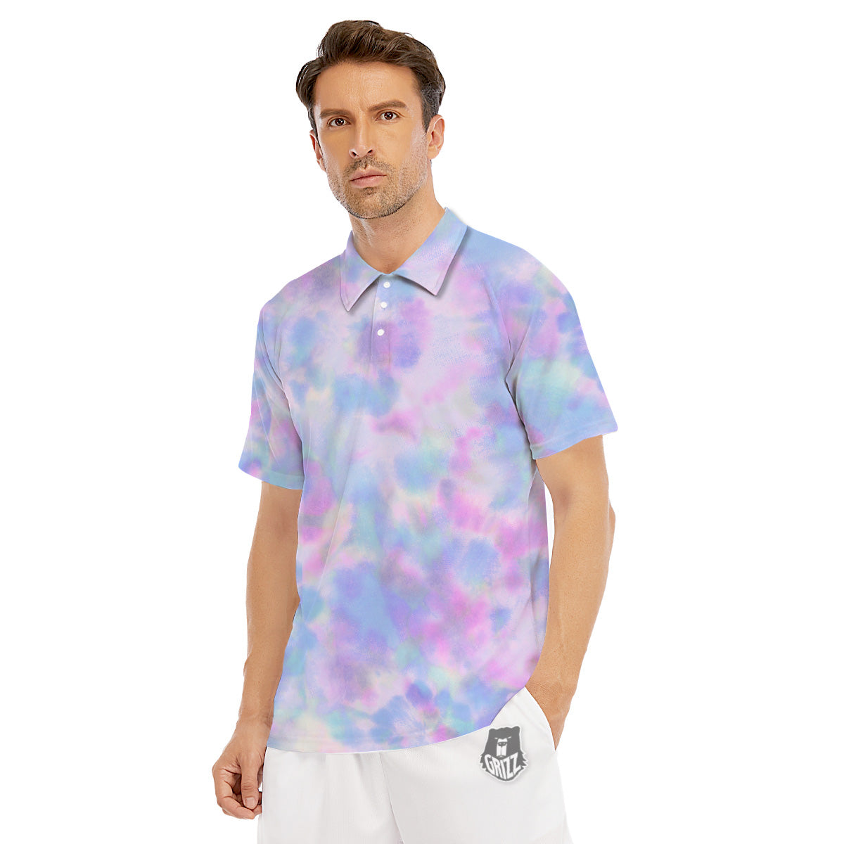 Purple And Blue Tie Dye Shibori Print Men's Golf Shirts-grizzshop
