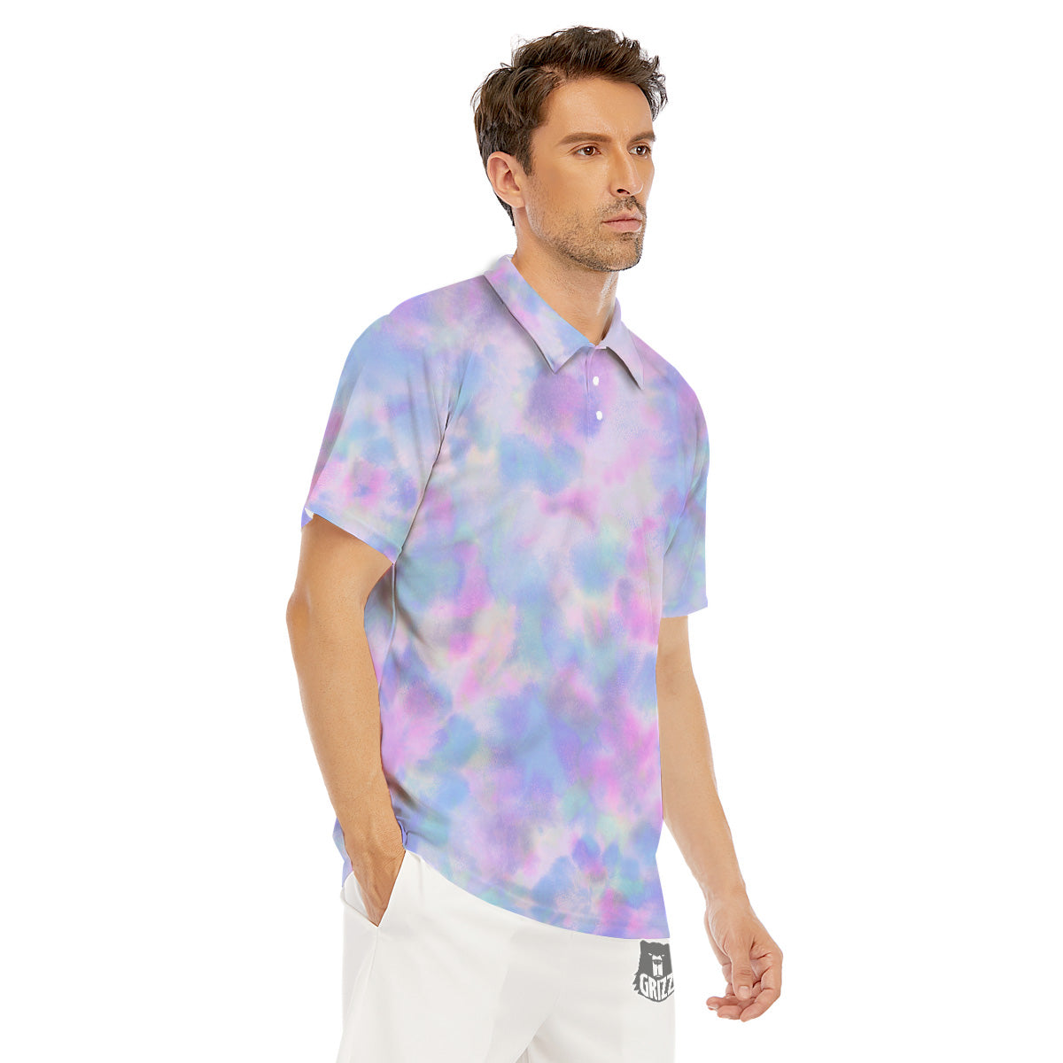 Purple And Blue Tie Dye Shibori Print Men's Golf Shirts-grizzshop