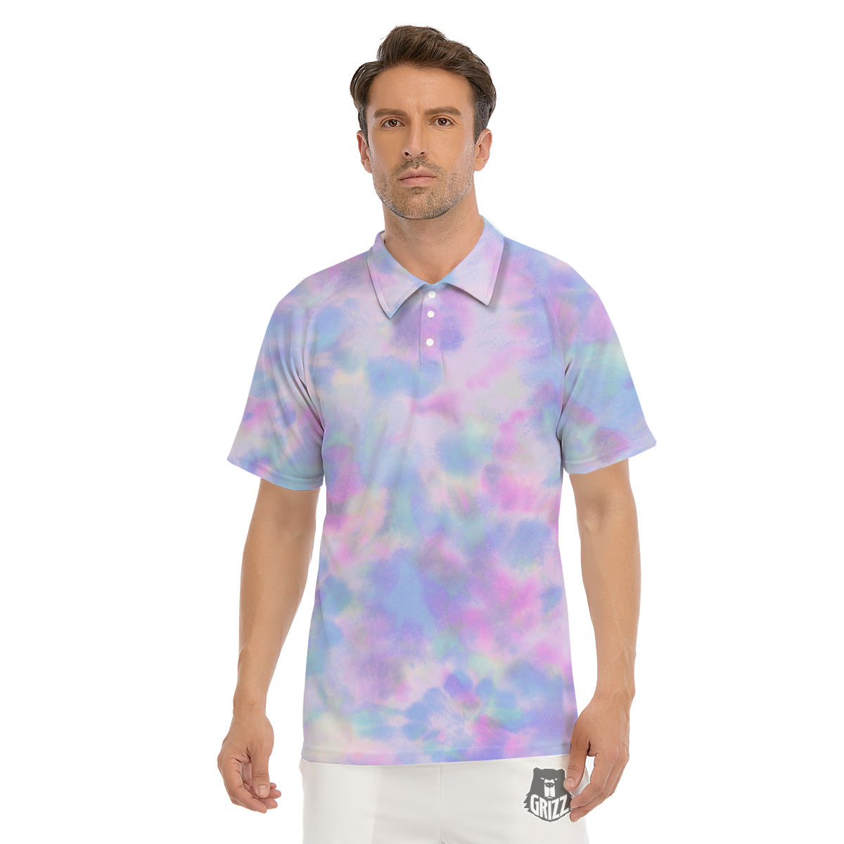 Purple And Blue Tie Dye Shibori Print Men's Golf Shirts-grizzshop