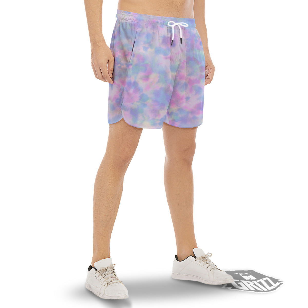 Purple And Blue Tie Dye Shibori Print Men's Gym Shorts-grizzshop