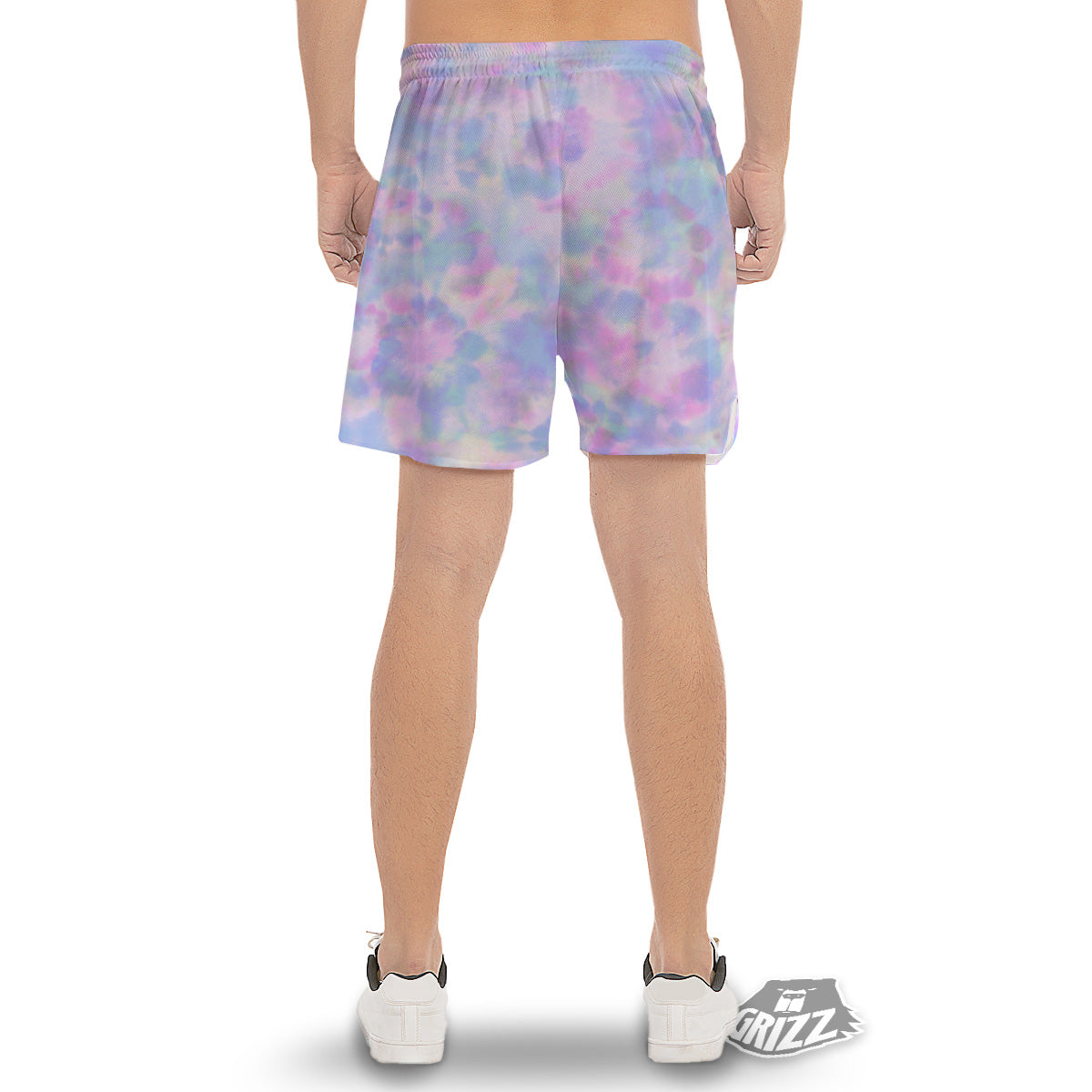 Purple And Blue Tie Dye Shibori Print Men's Gym Shorts-grizzshop