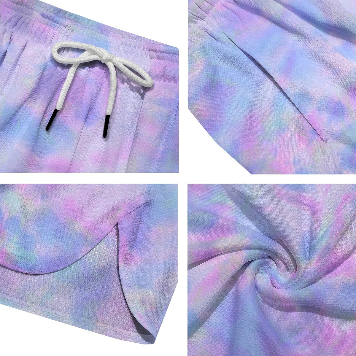 Purple And Blue Tie Dye Shibori Print Men's Running Shorts-grizzshop