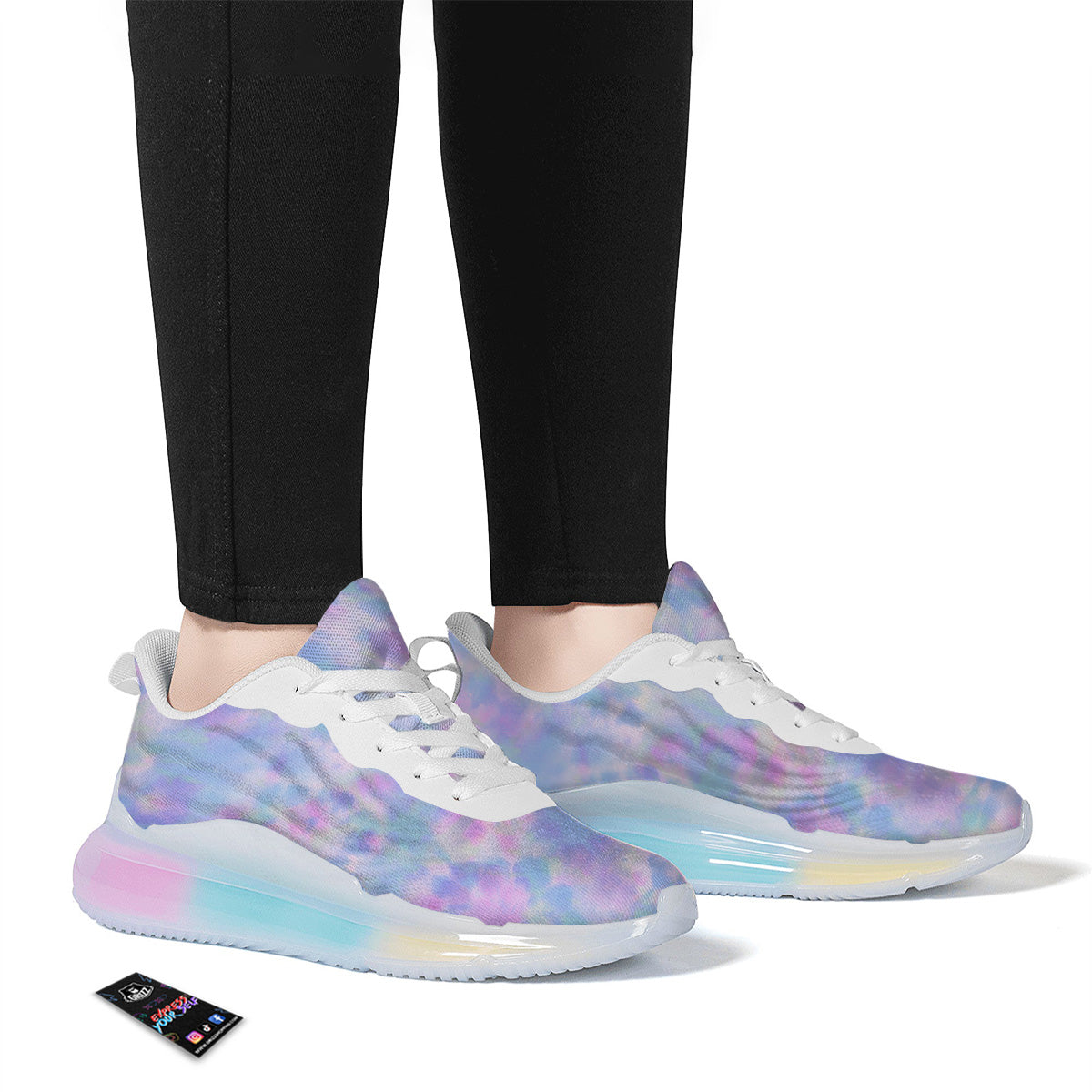 Purple And Blue Tie Dye Shibori Print Running Sneakers-grizzshop