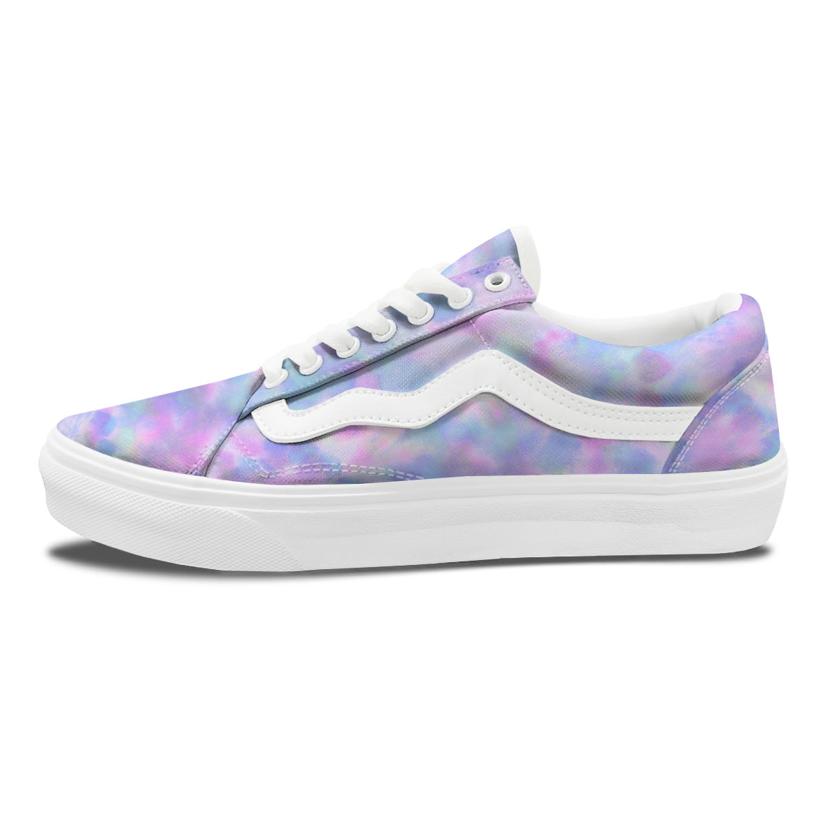 Purple And Blue Tie Dye Shibori Print Skate Shoes-grizzshop