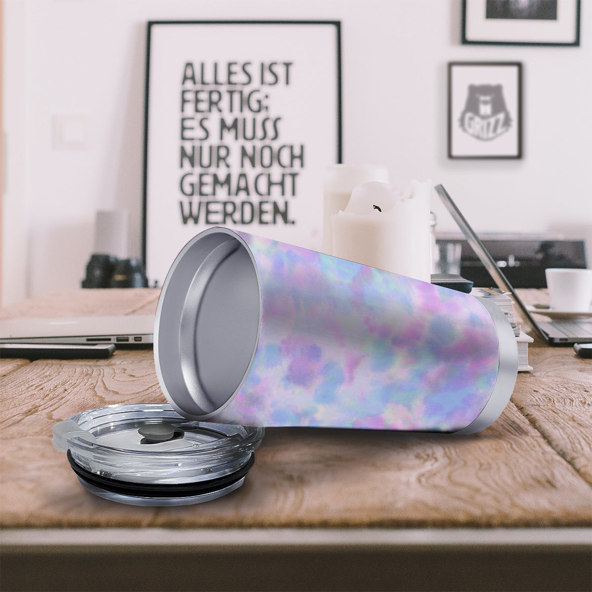 Purple And Blue Tie Dye Shibori Print Tumbler-grizzshop