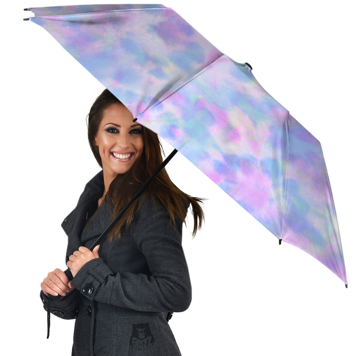 Purple And Blue Tie Dye Shibori Print Umbrella-grizzshop