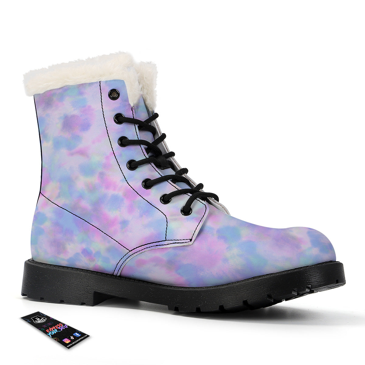 Purple And Blue Tie Dye Shibori Print Winter Boots-grizzshop